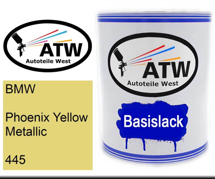 BMW, Phoenix Yellow Metallic, 445: 1L Lackdose, von ATW Autoteile West.